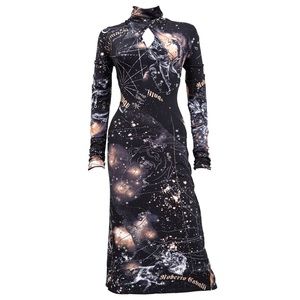 Roberto Cavalli Constellation Print Turtleneck Dress